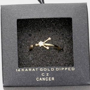 CANCER 14K Gold Dipped CZ Zodiac Ring Accessory Fashion Statement Jewelry Trend